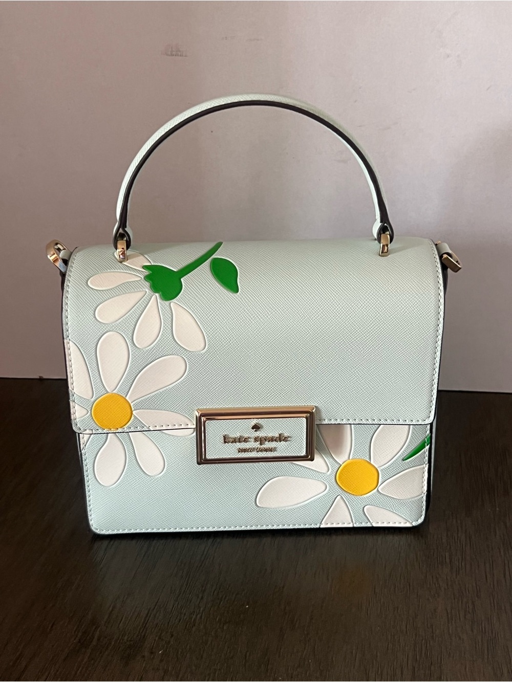 Kate Spade White Daisy Appliqué Top-Handle Bag